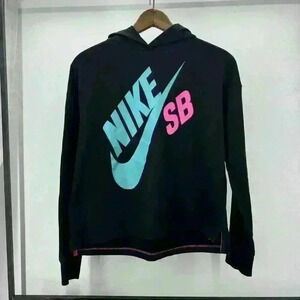 Nike SB Hooded T-Shirt Size Xl 13-15 Youth Skateboard Long Sleeve Pink Aqua